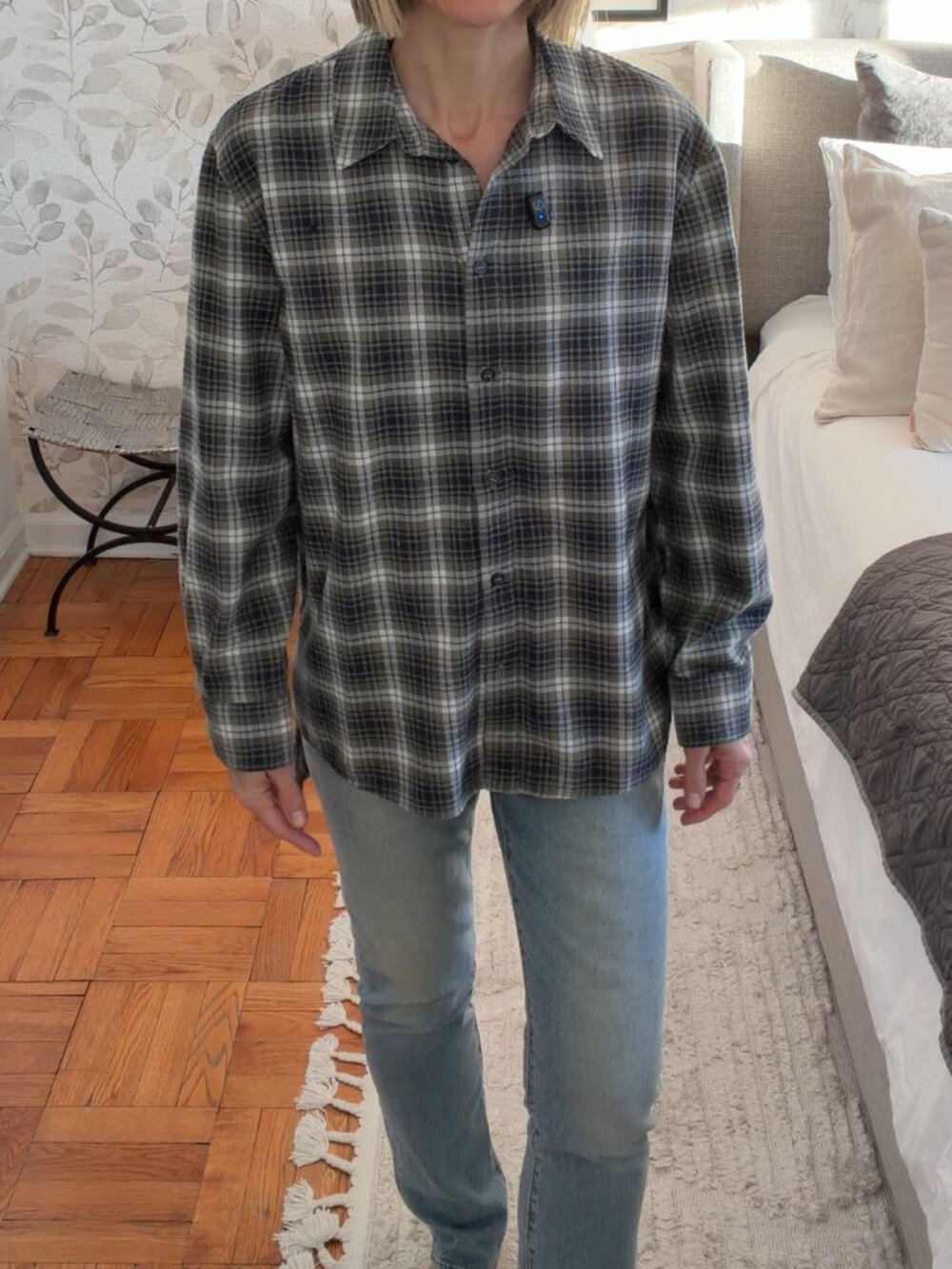ZARA OVERSIZED GREEN PLAID BUTTON UP SHIRT IN SIZE SMALL